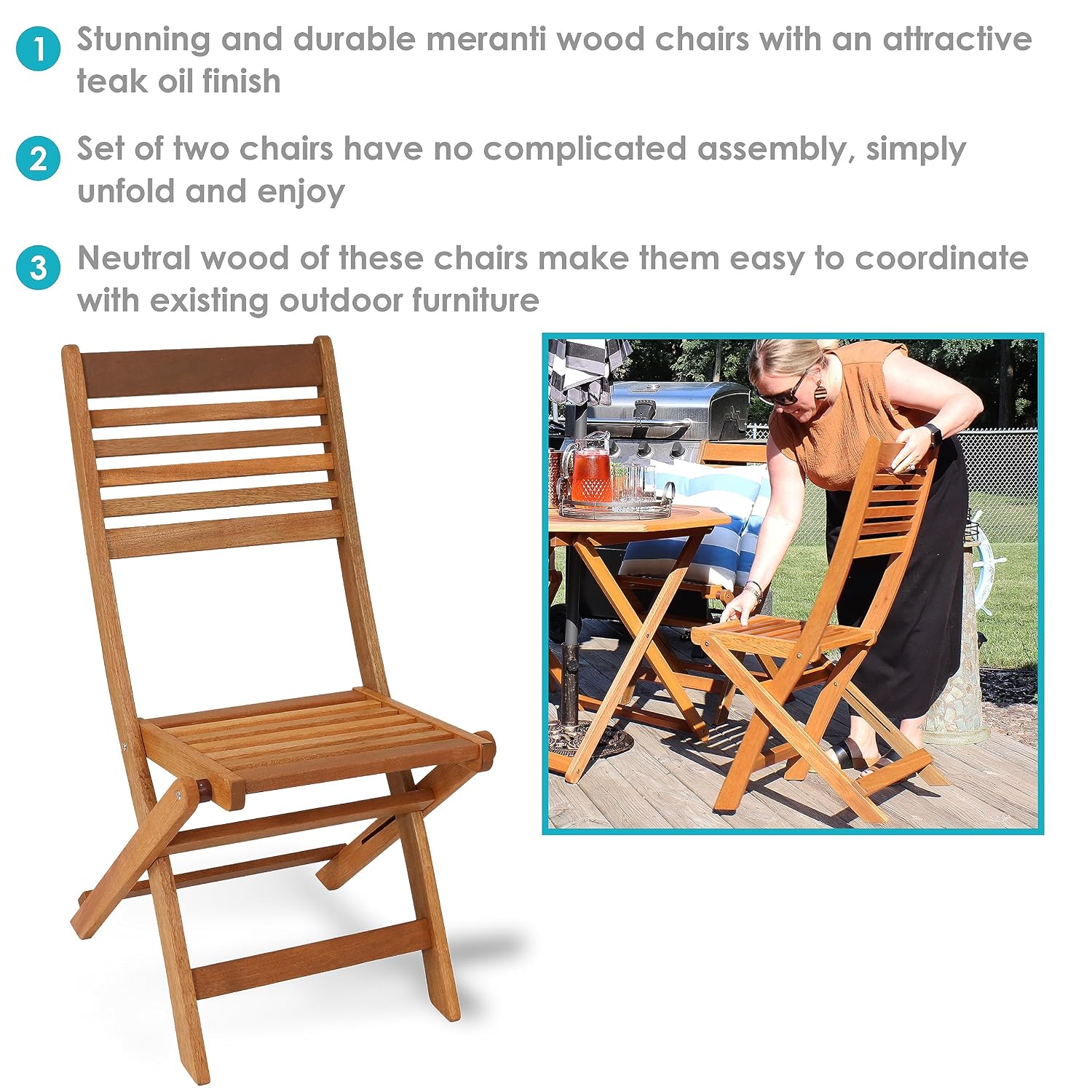 Outdoor Folding Wood Patio Cha - Outdoor Furniture Oil Teak ulasan dan harga