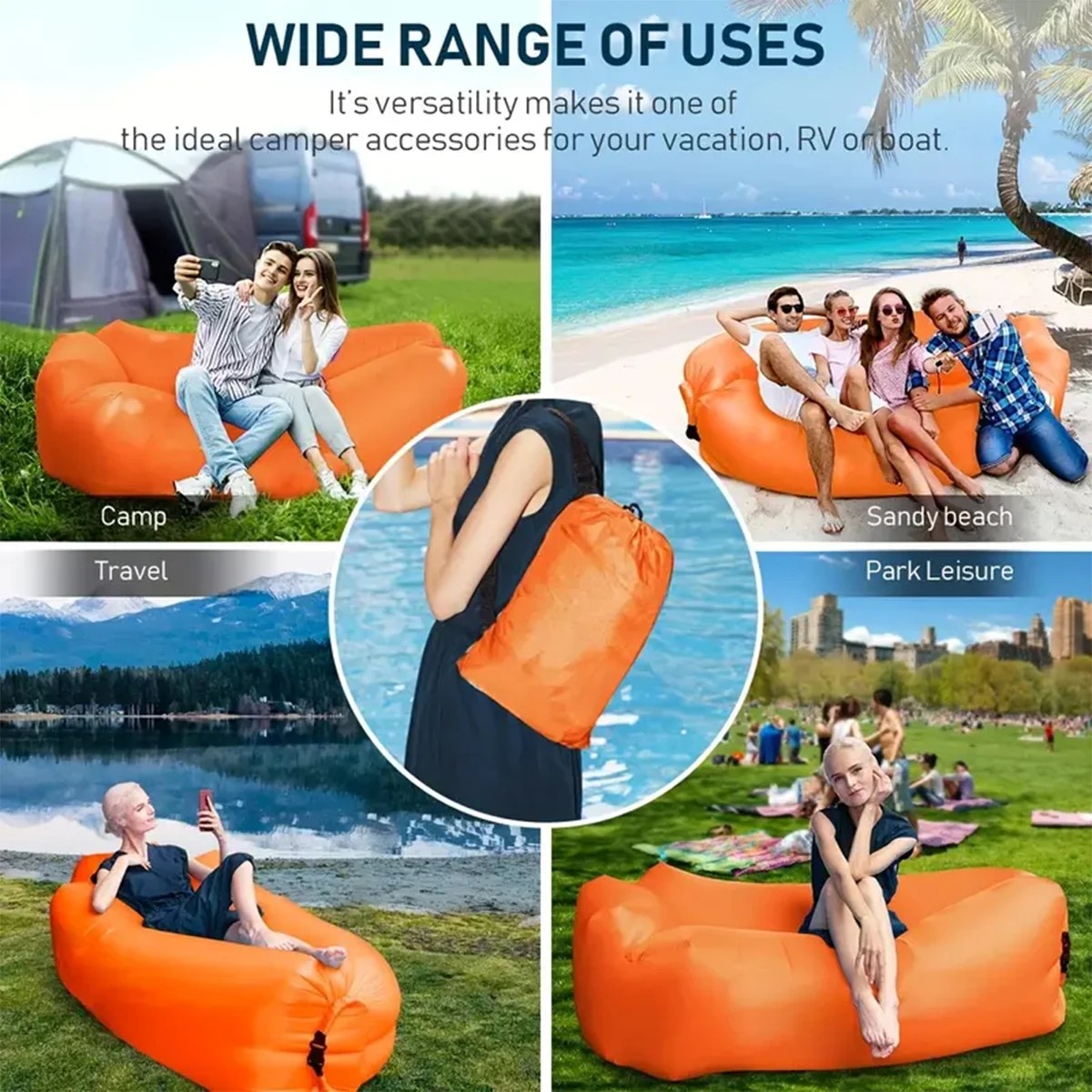 1Pcs Portable Inflatable Recli - Outdoor Daybed Sofa ulasan dan harga