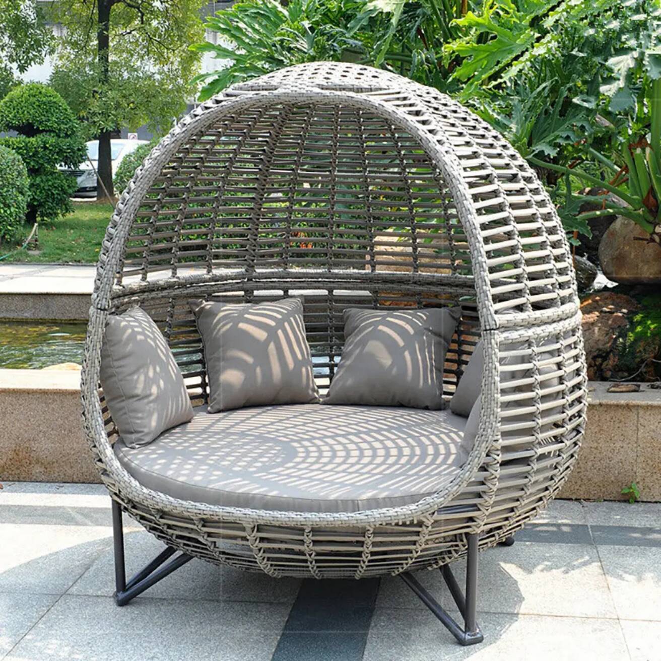Nordic Patio Canopy Daybed Out - Outdoor Daybed Sofa ulasan dan harga