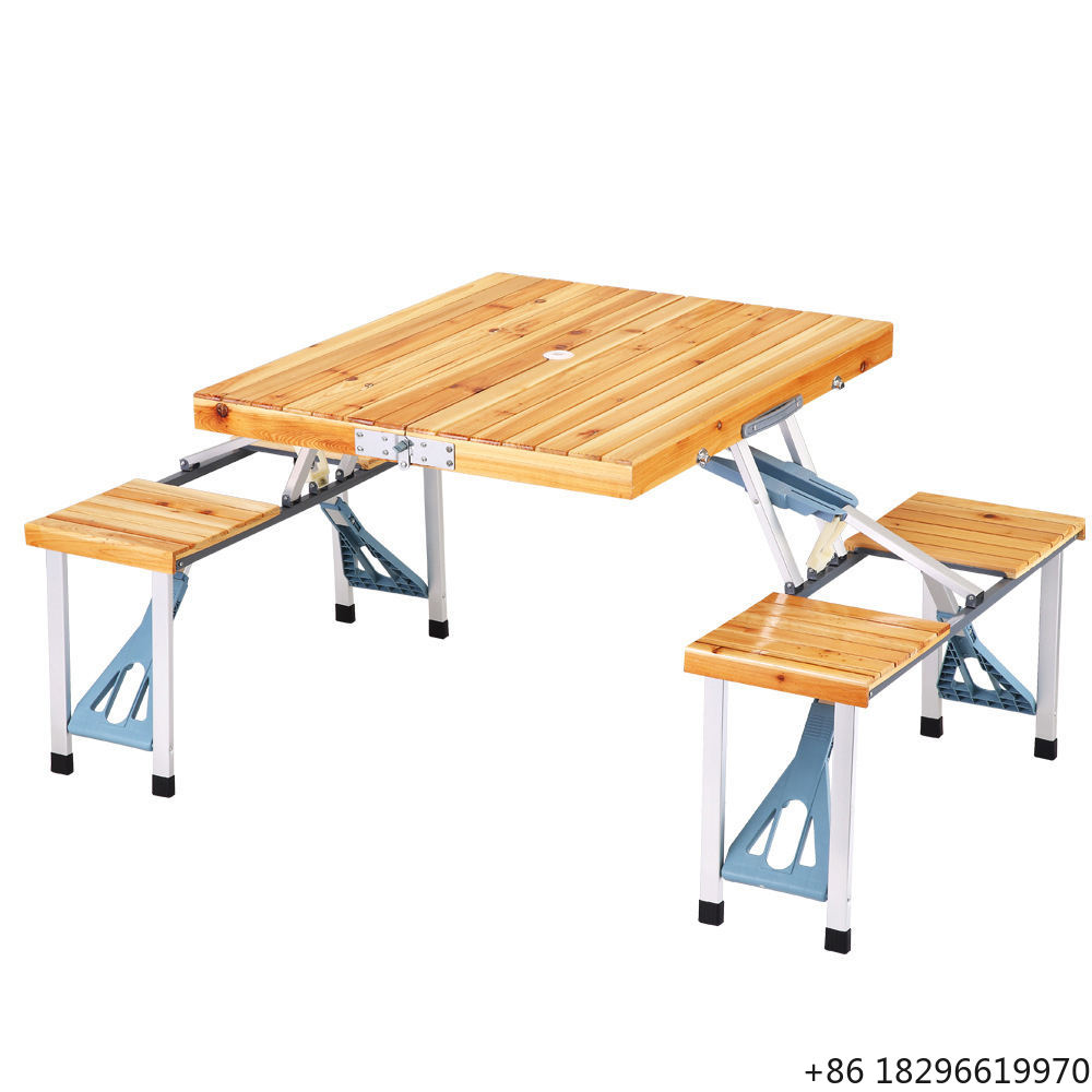 Modern Outdoor Solid Wood Alum - Folding Picnic Table ulasan dan harga