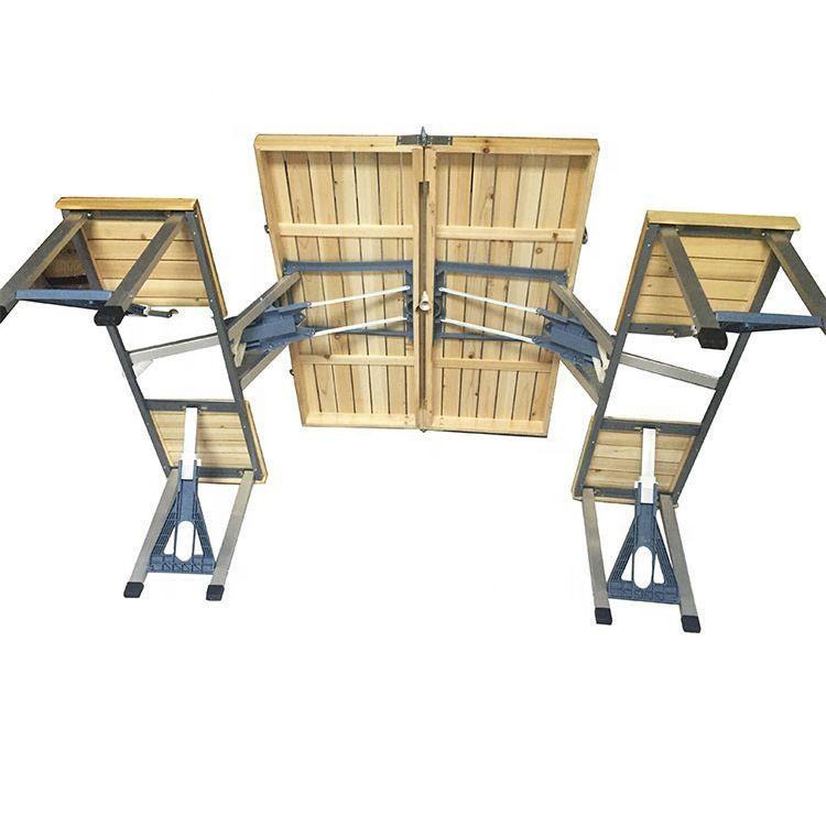 Modern Outdoor Solid Wood Alum - Folding Picnic Table ulasan dan harga
