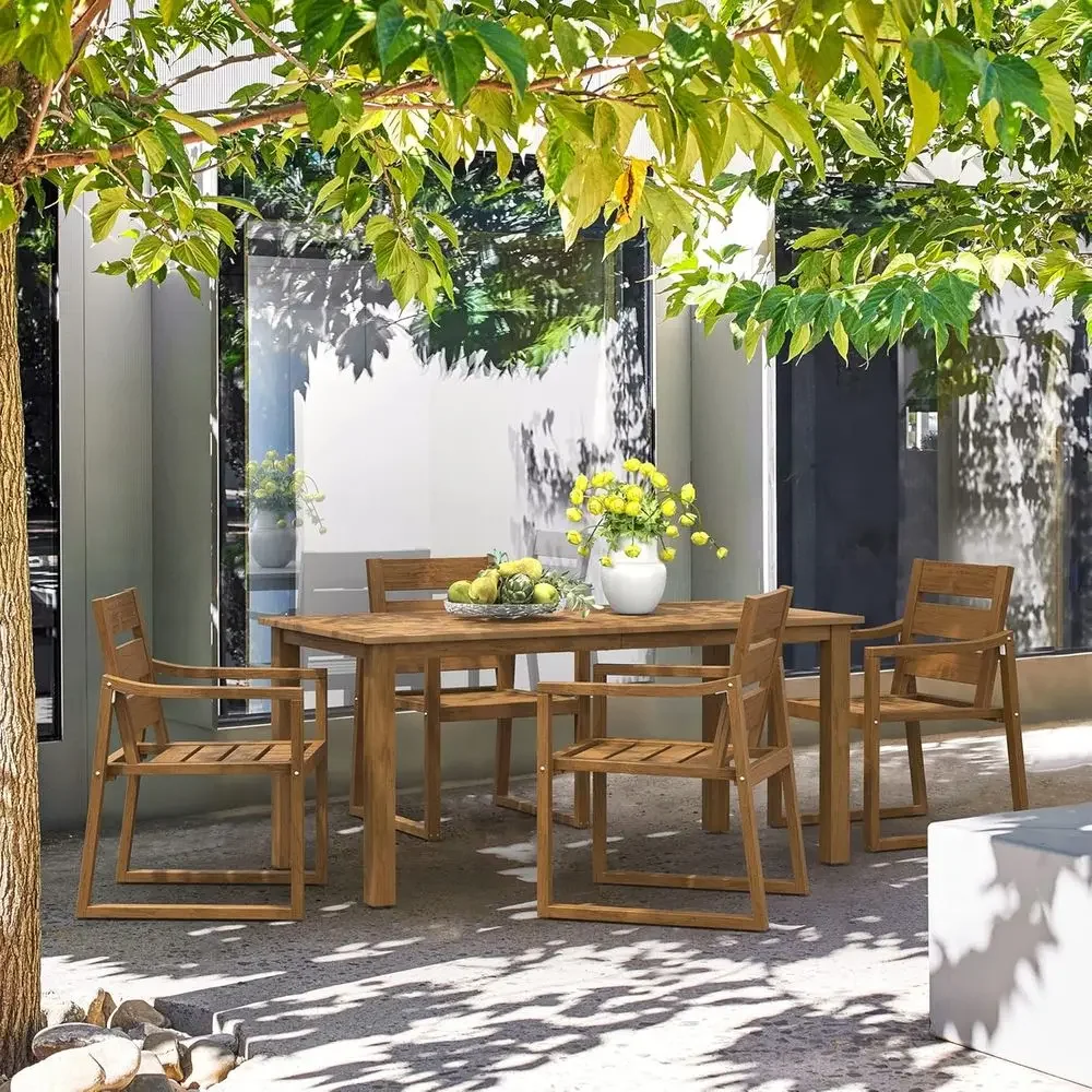 5-Piece Outdoor Dining Set, Pa - Outdoor Furniture Oil Teak ulasan dan harga