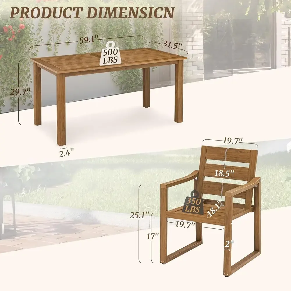 5-Piece Outdoor Dining Set, Pa - Outdoor Furniture Oil Teak ulasan dan harga