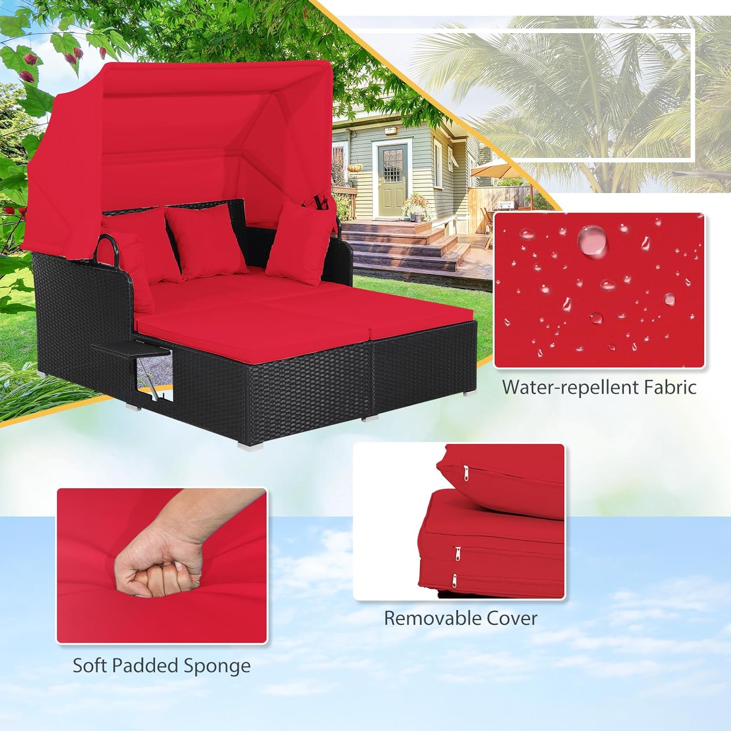 2 Person Rattan Outdoor Daybed - Outdoor Daybed Sofa ulasan dan harga